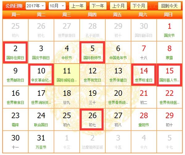 2017年10月裝修吉日有幾天，分別有哪些